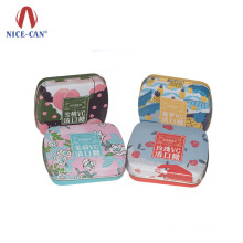 Oem Customized Wholesale Cheap Small Cute Square Hinged Candy Tin Box